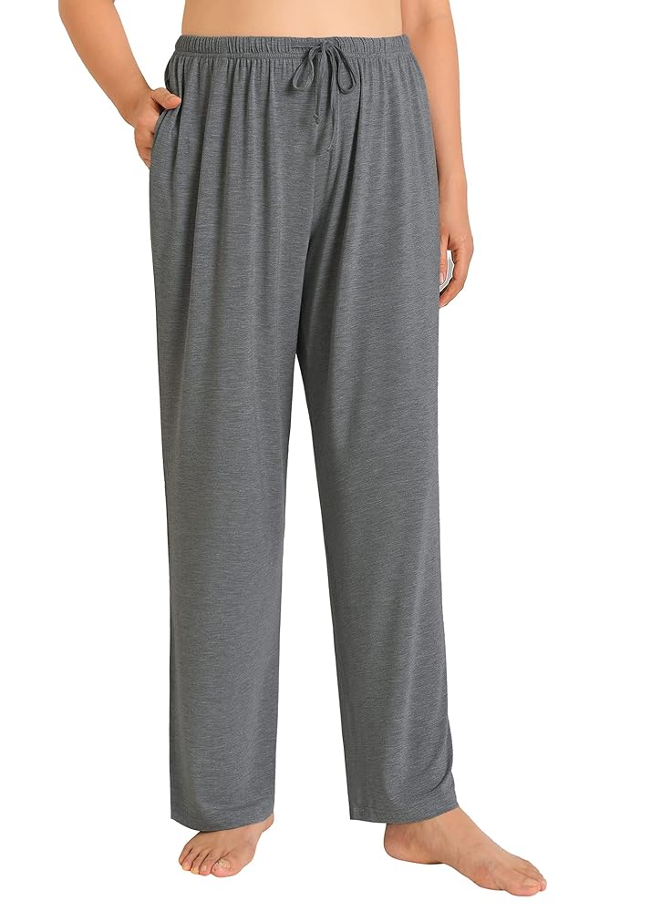 Esenchel Women's Plus Size Pajama Pants Rayon Sleep Pants XL